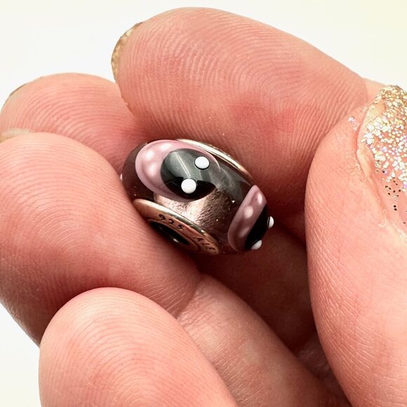 Pandora Lady Bug Murano Glass Charm 925 ALE Sterling Silver - Picture 1 of 4